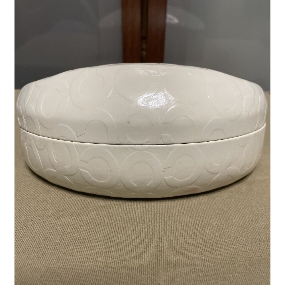 Coach Sunglasses Eyeglass White Signature Monogram Leather Hard Clamshell Case